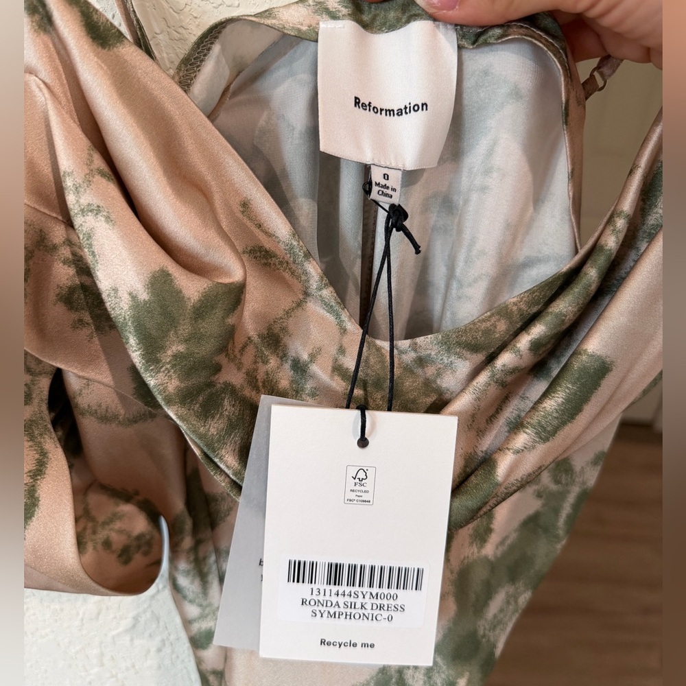 Reformation Ronda Silk Dress - Symphonic (Size 0) (NWT) - MSRP $498 - Picture 4 of 11